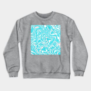 Turquoise and Peach Digital Paint Pour Crewneck Sweatshirt